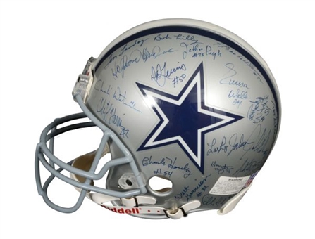 Dallas Cowboy legends Autographed Full Size Helmet – 36 Sigs – 9 Hall of Famers – 3 SB MVP’s
